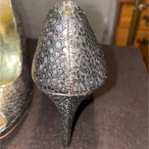 TED BAKER PERFECT HOLIDAY HEELS! METALLIC SVANA PEEP TOE PLATFORM PUMPS SIZE 36 - Picture 3 of 14